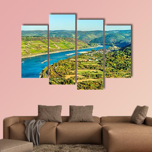 Rhine At Boppard Germany Canvas Wall Art-4 Pop-Gallery Wrap-50" x 32"-Tiaracle