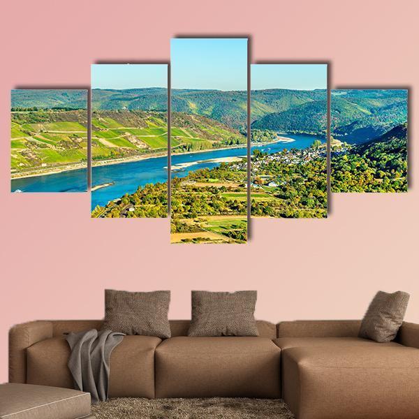 Rhine At Boppard Germany Canvas Wall Art-5 Star-Gallery Wrap-62" x 32"-Tiaracle