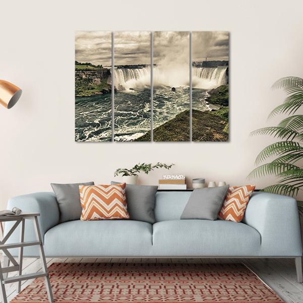 Power Of Niagara Waterfalls Canvas Wall Art-4 Horizontal-Gallery Wrap-34" x 24"-Tiaracle