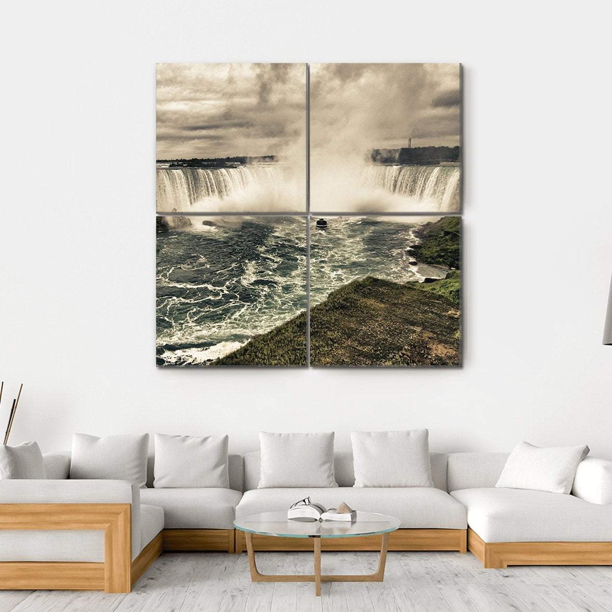 Power Of Niagara Waterfalls Canvas Wall Art-4 Square-Gallery Wrap-17" x 17"-Tiaracle