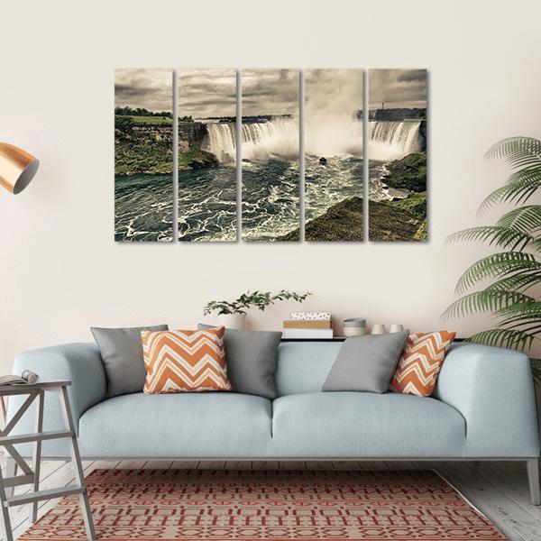 Power Of Niagara Waterfalls Canvas Wall Art-5 Horizontal-Gallery Wrap-22" x 12"-Tiaracle