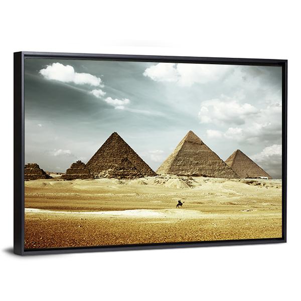Great Pyramids In Giza Canvas Wall Art-3 Horizontal-Gallery Wrap-25" x 16"-Tiaracle