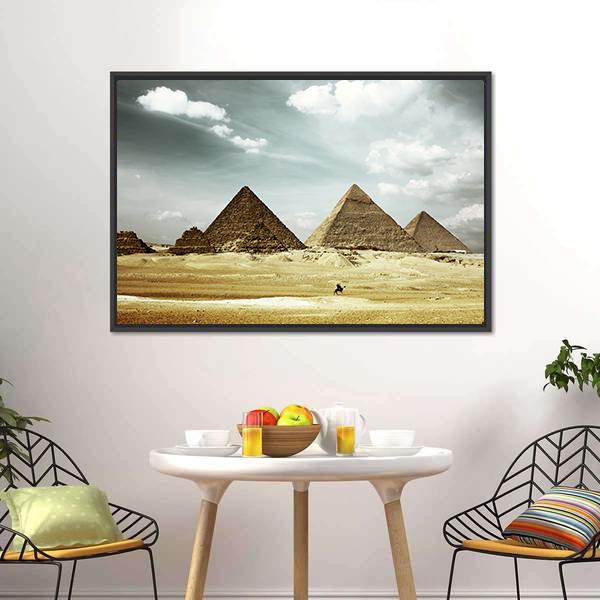 Great Pyramids In Giza Canvas Wall Art-5 Horizontal-Gallery Wrap-22" x 12"-Tiaracle