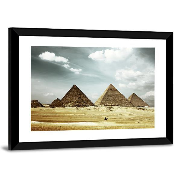 Great Pyramids In Giza Canvas Wall Art-5 Horizontal-Gallery Wrap-22" x 12"-Tiaracle