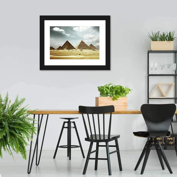 Great Pyramids In Giza Canvas Wall Art-5 Horizontal-Gallery Wrap-22" x 12"-Tiaracle