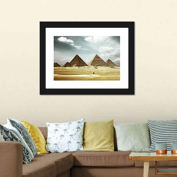 Great Pyramids In Giza Canvas Wall Art-5 Horizontal-Gallery Wrap-22" x 12"-Tiaracle