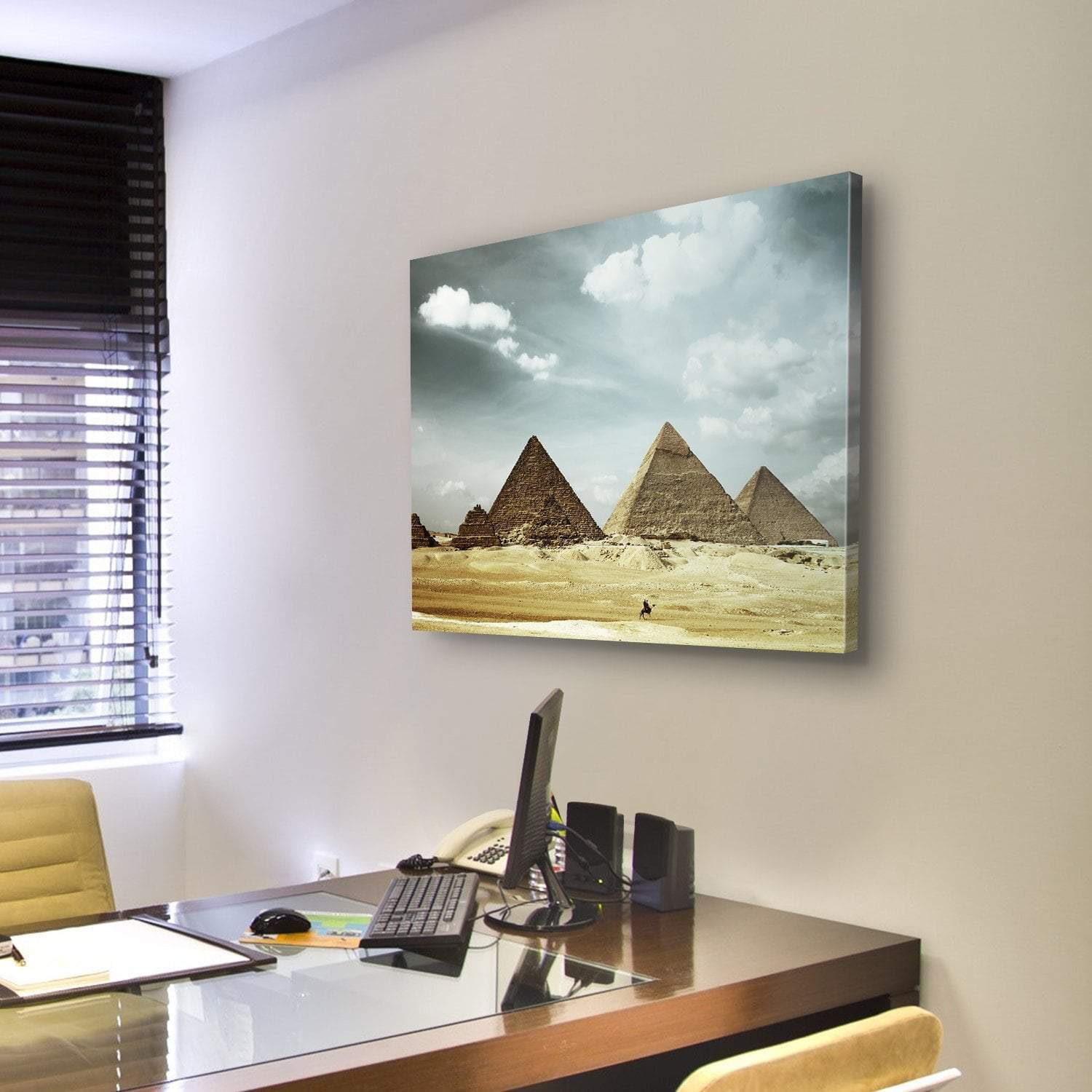 Great Pyramids In Giza Canvas Wall Art-3 Horizontal-Gallery Wrap-25" x 16"-Tiaracle