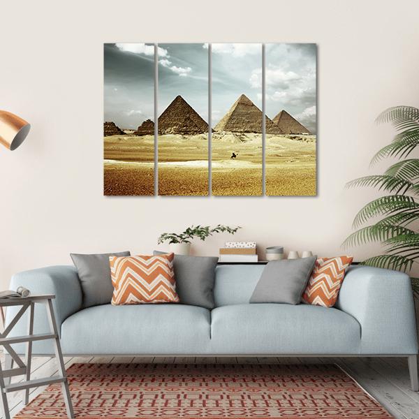 Great Pyramids In Giza Canvas Wall Art-4 Horizontal-Gallery Wrap-34" x 24"-Tiaracle
