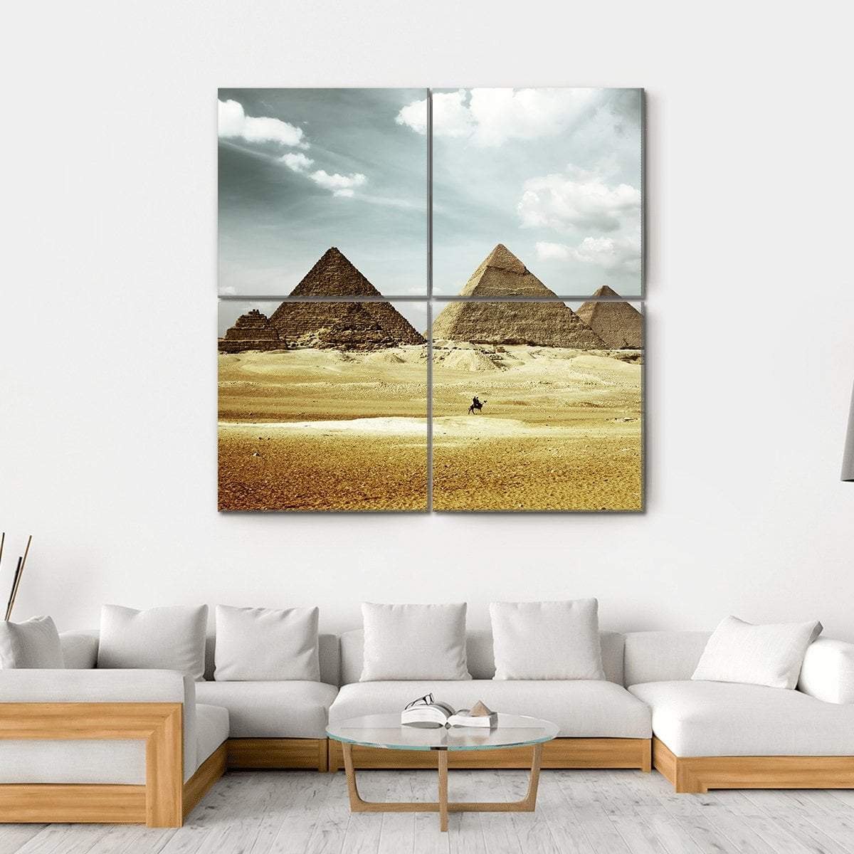 Great Pyramids In Giza Canvas Wall Art-4 Square-Gallery Wrap-17" x 17"-Tiaracle