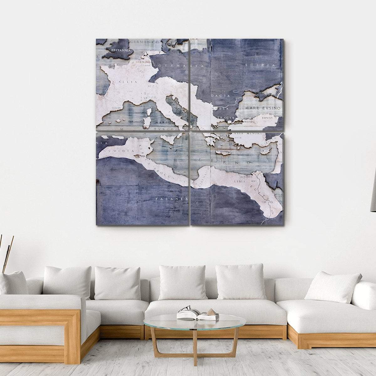 Great Roman Empire On Old Card Canvas Wall Art-4 Square-Gallery Wrap-17" x 17"-Tiaracle