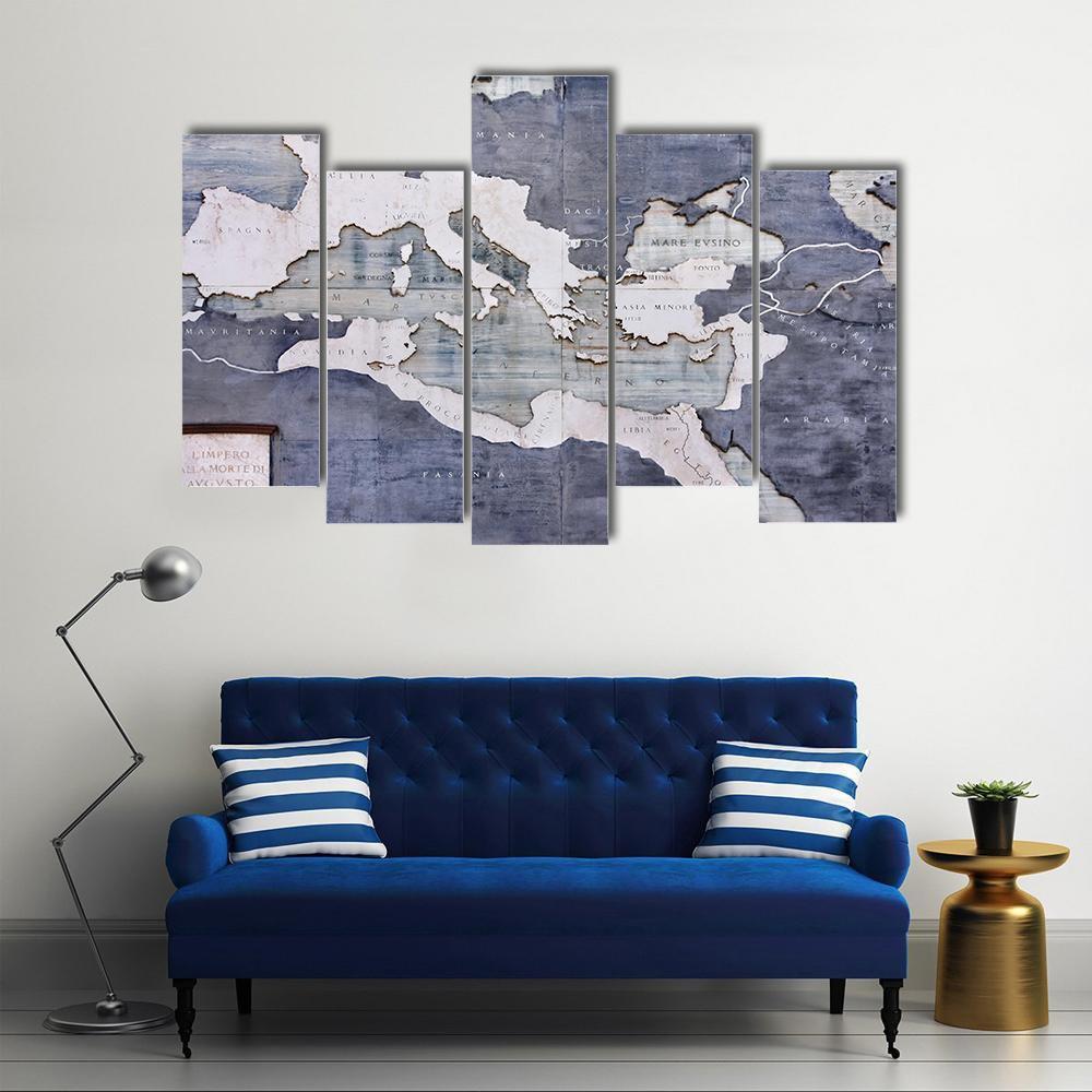 Great Roman Empire On Old Card Canvas Wall Art-5 Pop-Gallery Wrap-47&quot; x 32&quot;-Tiaracle