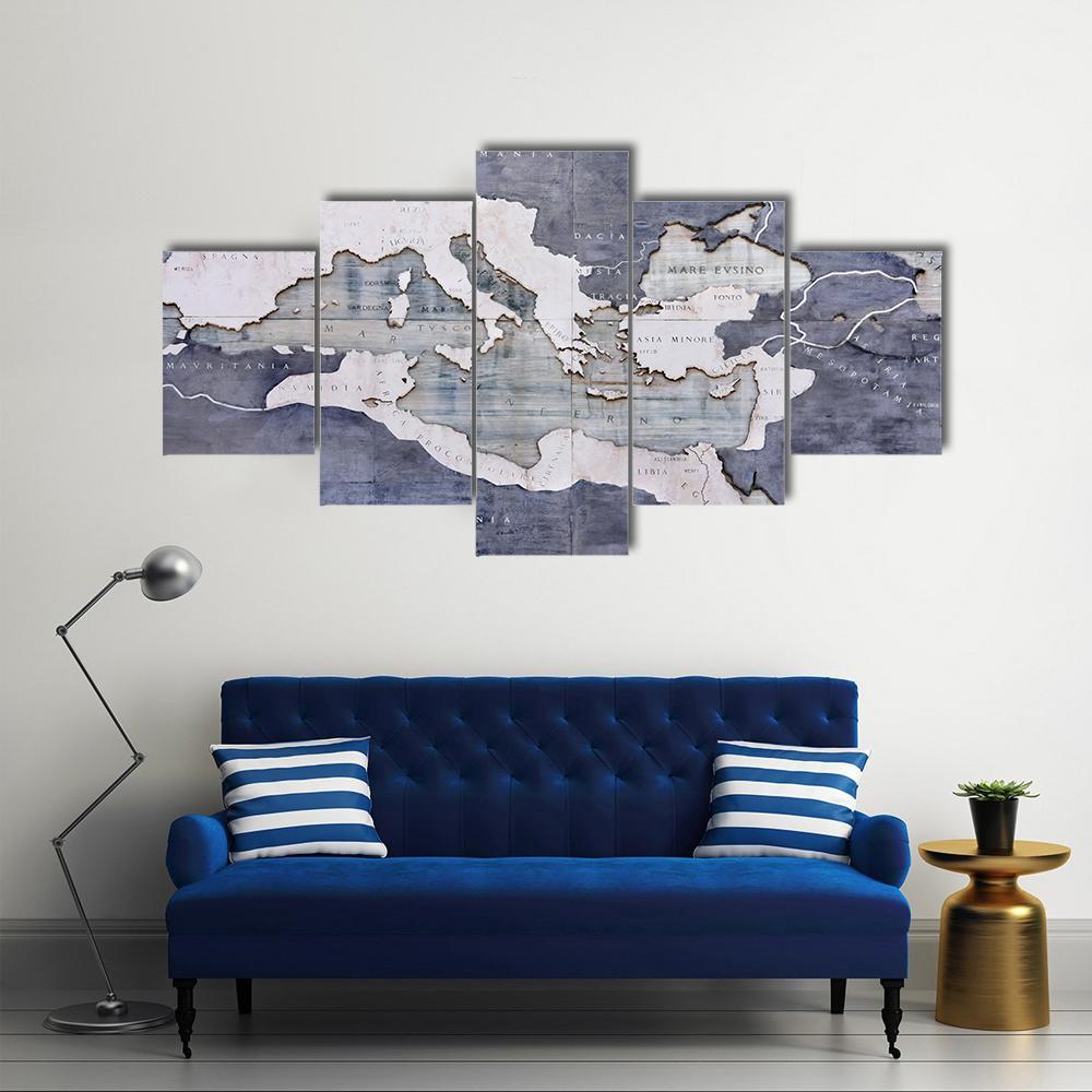 Great Roman Empire On Old Card Canvas Wall Art-5 Star-Gallery Wrap-62&quot; x 32&quot;-Tiaracle