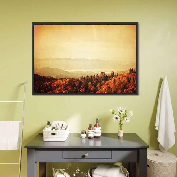 Great Smoky Mountains Canvas Wall Art-1 Piece-Floating Frame-24" x 16"-Tiaracle