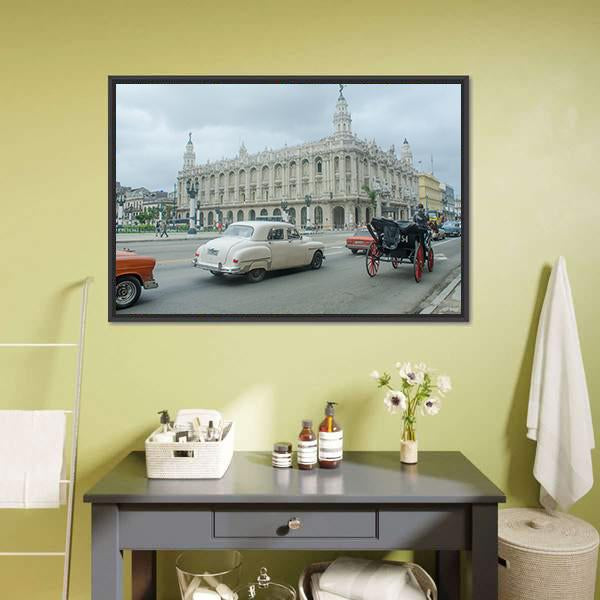 Great Theater Of Havana Canvas Wall Art-1 Piece-Floating Frame-24" x 16"-Tiaracle
