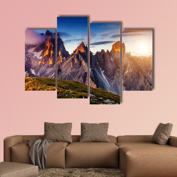 Cadini Di Misurina Range Canvas Wall Art-4 Pop-Gallery Wrap-50" x 32"-Tiaracle