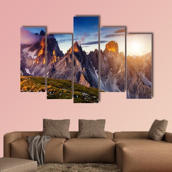 Cadini Di Misurina Range Canvas Wall Art-5 Pop-Gallery Wrap-47" x 32"-Tiaracle