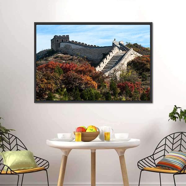 Great Wall In Autumn Canvas Wall Art-5 Horizontal-Gallery Wrap-22" x 12"-Tiaracle