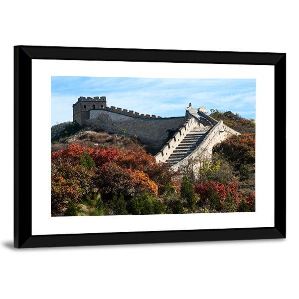 Great Wall In Autumn Canvas Wall Art-3 Horizontal-Gallery Wrap-25" x 16"-Tiaracle