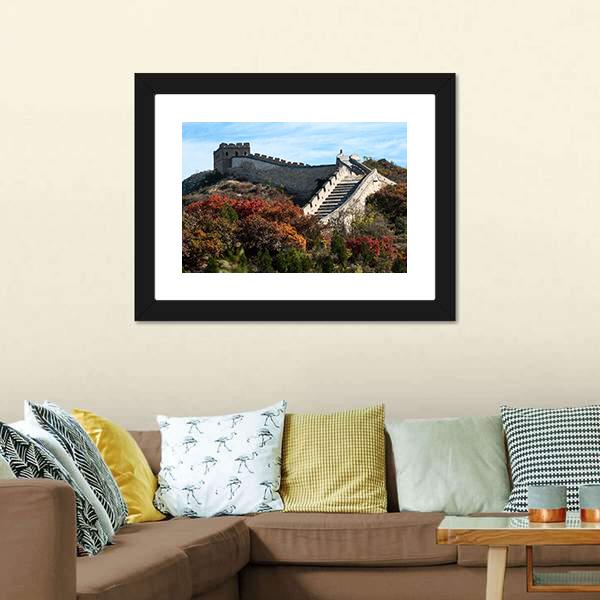 Great Wall In Autumn Canvas Wall Art-5 Horizontal-Gallery Wrap-22" x 12"-Tiaracle