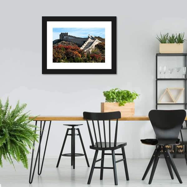 Great Wall In Autumn Canvas Wall Art-3 Horizontal-Gallery Wrap-25" x 16"-Tiaracle
