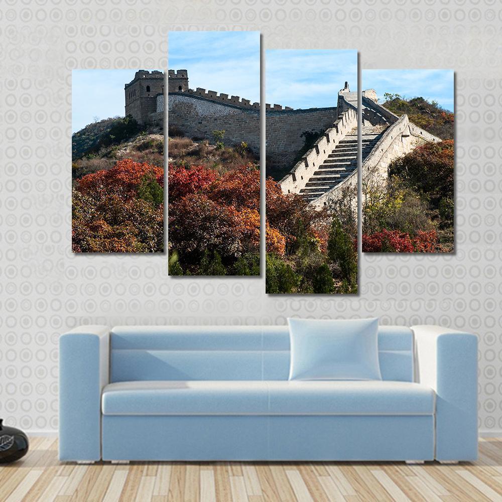 Great Wall In Autumn Canvas Wall Art-4 Pop-Gallery Wrap-50" x 32"-Tiaracle