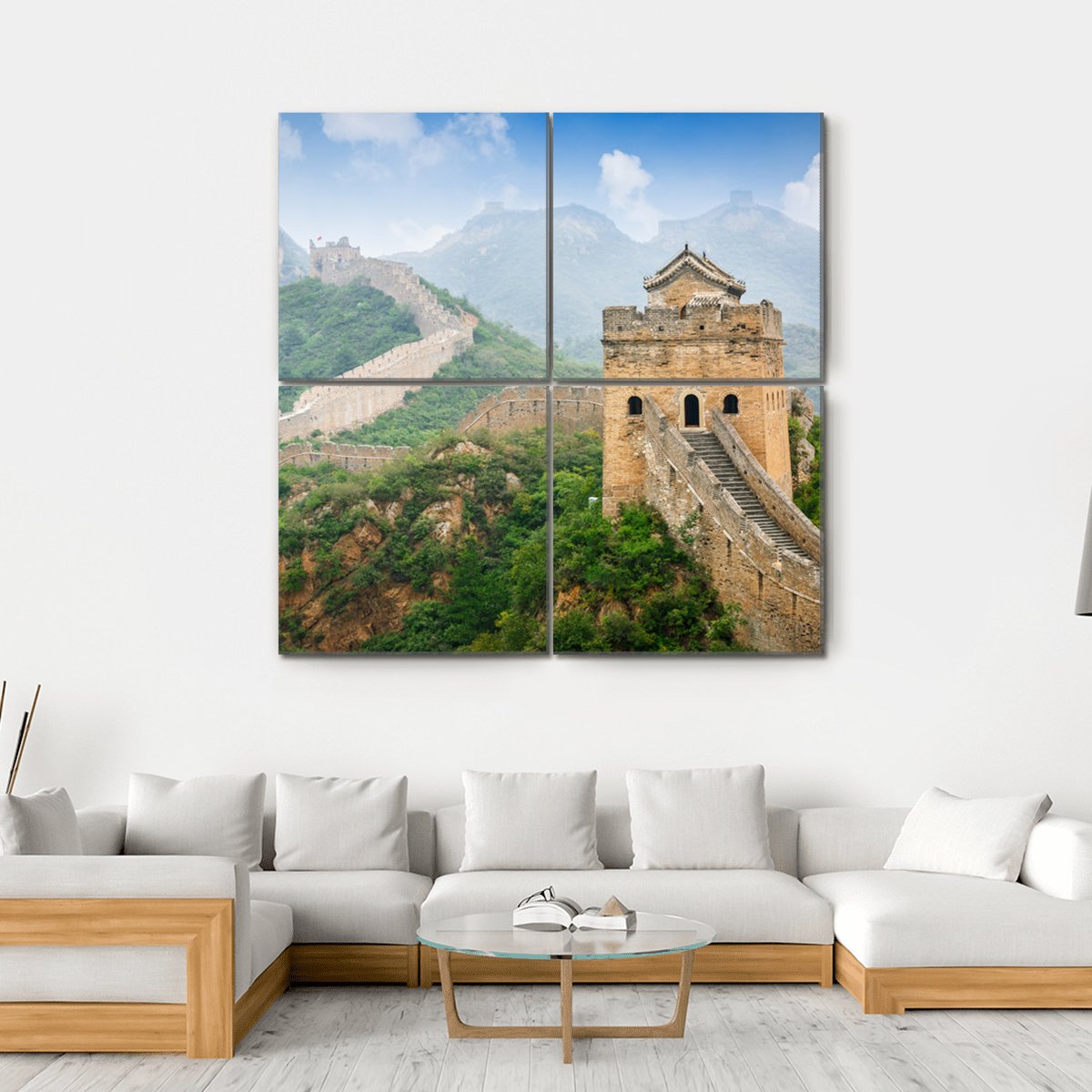Great Wall in Beijing China Canvas Wall Art-4 Square-Gallery Wrap-17" x 17"-Tiaracle