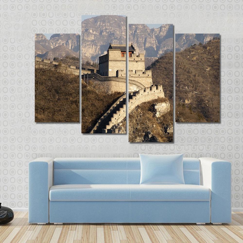 Great Wall Of Badaling China Canvas Wall Art-4 Pop-Gallery Wrap-50" x 32"-Tiaracle