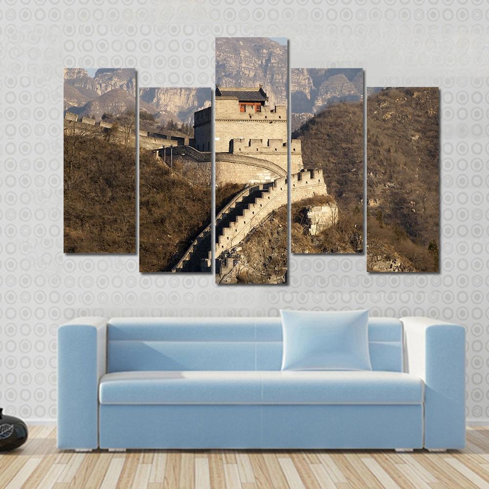 Great Wall Of Badaling China Canvas Wall Art-5 Pop-Gallery Wrap-47" x 32"-Tiaracle