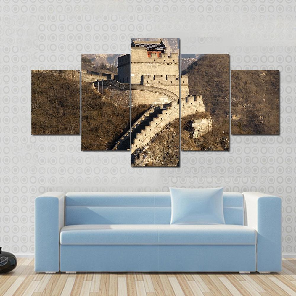 Great Wall Of Badaling China Canvas Wall Art-5 Star-Gallery Wrap-62" x 32"-Tiaracle