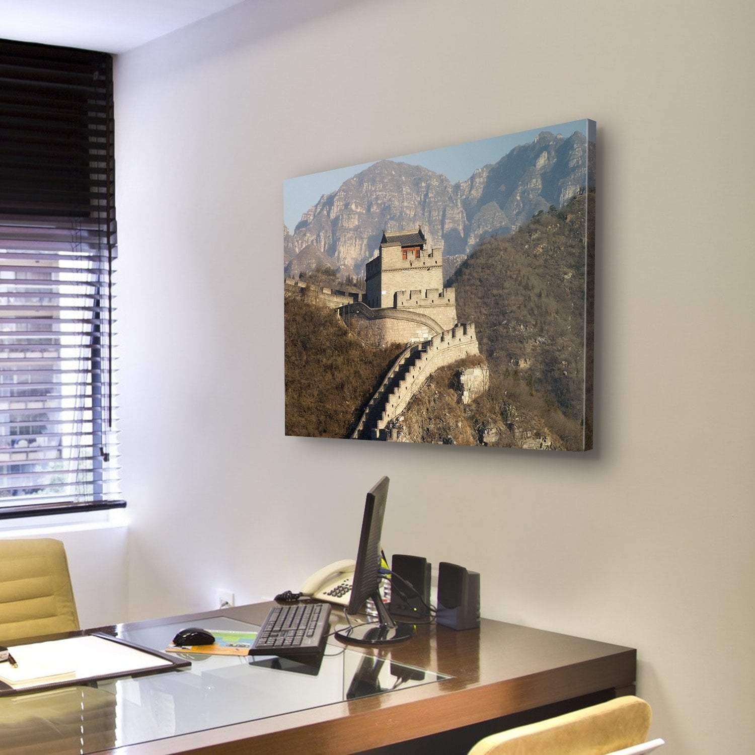 Great Wall Of Badaling China Canvas Wall Art-1 Piece-Gallery Wrap-48" x 32"-Tiaracle