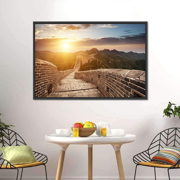 Great Wall Of China At Sunset Canvas Wall Art-3 Horizontal-Gallery Wrap-25" x 16"-Tiaracle