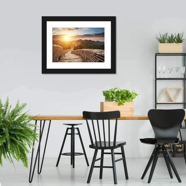Great Wall Of China At Sunset Canvas Wall Art-5 Horizontal-Gallery Wrap-22" x 12"-Tiaracle