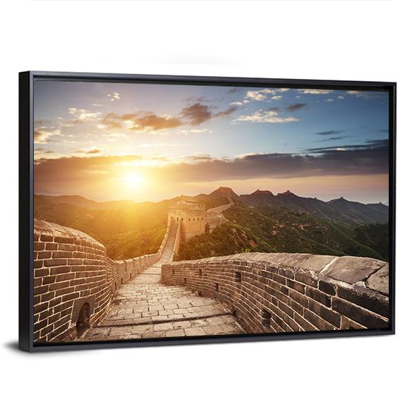 Great Wall Of China At Sunset Canvas Wall Art-5 Horizontal-Gallery Wrap-22" x 12"-Tiaracle