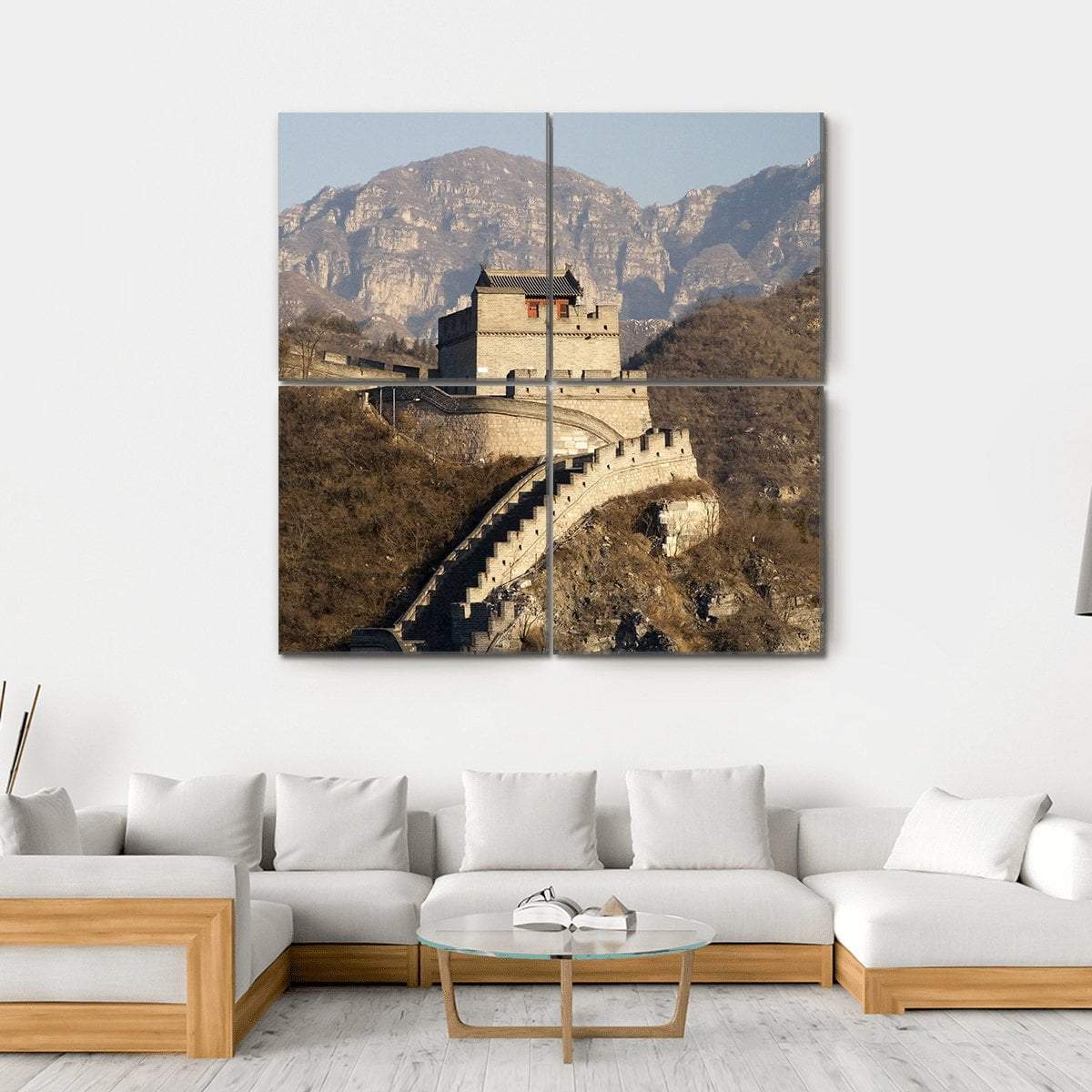 Great Wall Of Badaling China Canvas Wall Art-4 Square-Gallery Wrap-17" x 17"-Tiaracle
