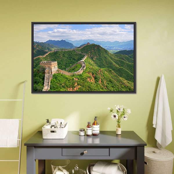 Great Wall Of China In Summer Canvas Wall Art-1 Piece-Floating Frame-24" x 16"-Tiaracle