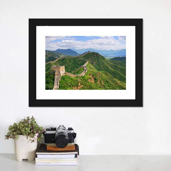Great Wall Of China In Summer Canvas Wall Art-1 Piece-Framed Print-20" x 16"-Tiaracle
