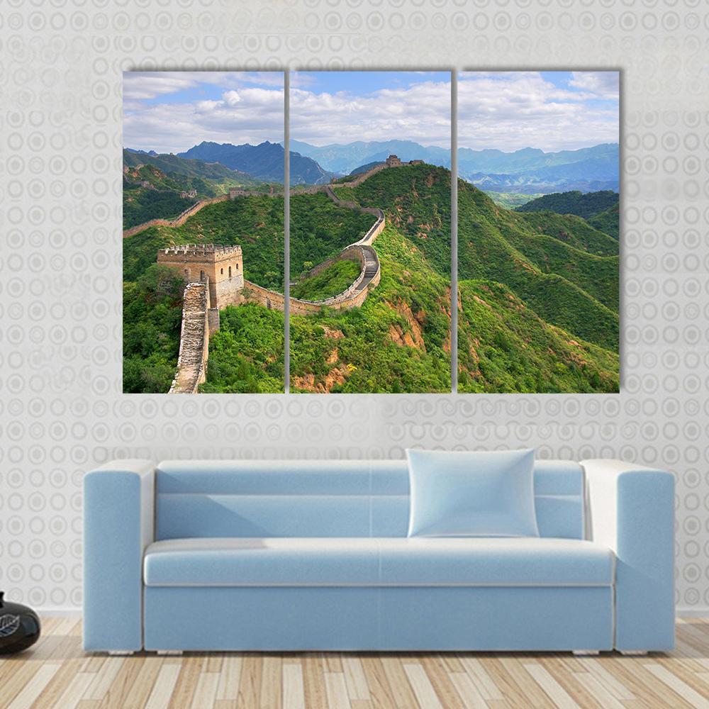 Great Wall Of China In Summer Canvas Wall Art-3 Horizontal-Gallery Wrap-37" x 24"-Tiaracle