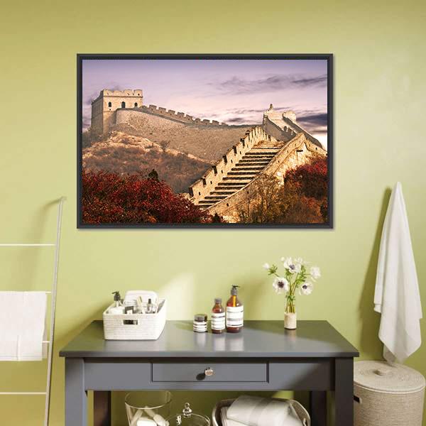 Great Wall Of China In The Clouds Canvas Wall Art-1 Piece-Floating Frame-24" x 16"-Tiaracle