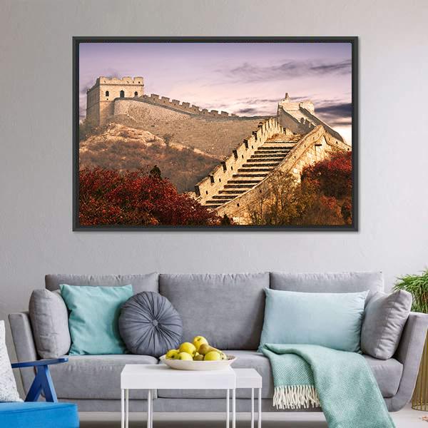 Great Wall Of China In The Clouds Canvas Wall Art-3 Horizontal-Gallery Wrap-25" x 16"-Tiaracle