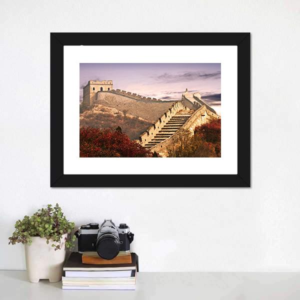 Great Wall Of China In The Clouds Canvas Wall Art-1 Piece-Framed Print-20" x 16"-Tiaracle