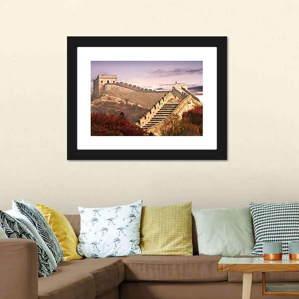 Great Wall Of China In The Clouds Canvas Wall Art-3 Horizontal-Gallery Wrap-25" x 16"-Tiaracle