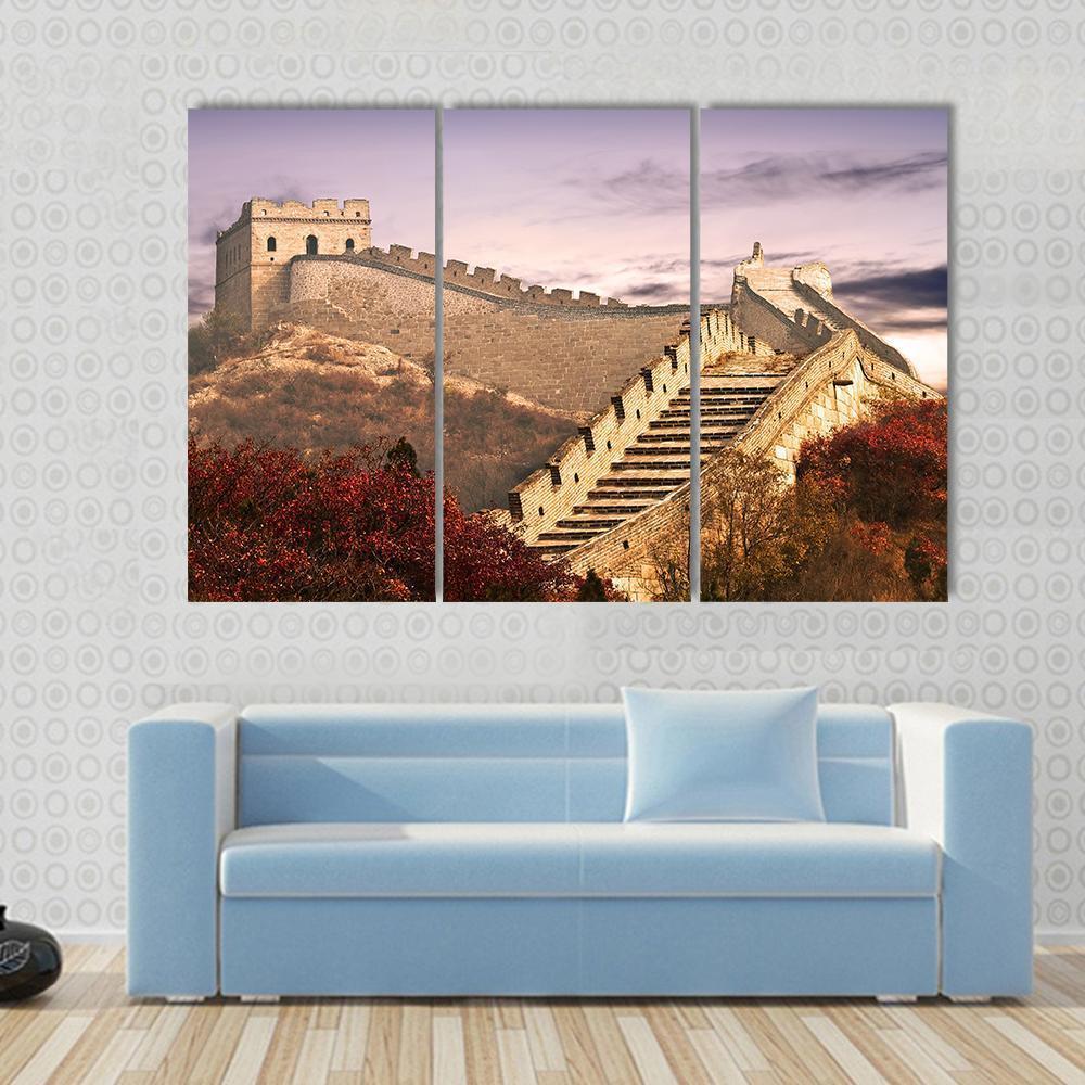 Great Wall Of China In The Clouds Canvas Wall Art-4 Pop-Gallery Wrap-50" x 32"-Tiaracle