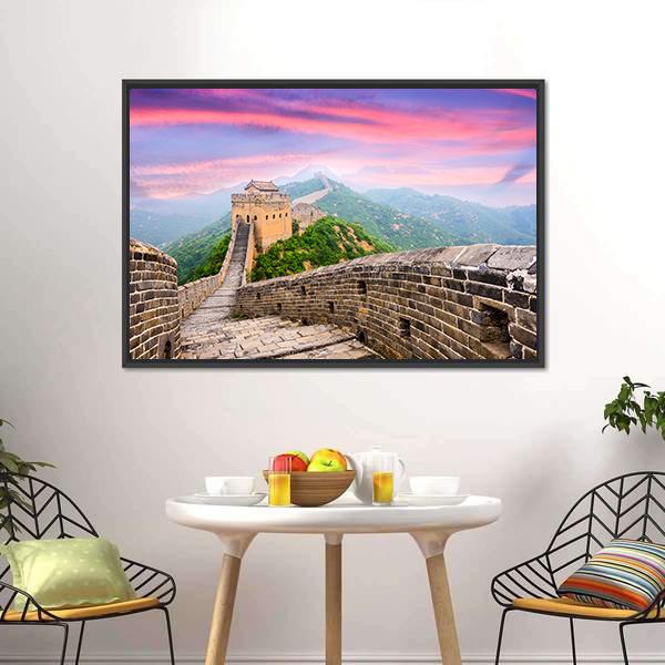 Great Wall Of China Under Clouds Canvas Wall Art-5 Horizontal-Gallery Wrap-22" x 12"-Tiaracle