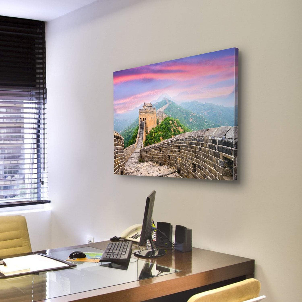 Great Wall Of China Under Clouds Canvas Wall Art-3 Horizontal-Gallery Wrap-25" x 16"-Tiaracle