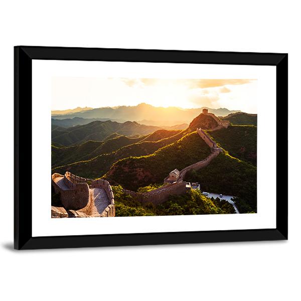 Great Wall Of China Under Sunshine Canvas Wall Art-5 Horizontal-Gallery Wrap-22" x 12"-Tiaracle