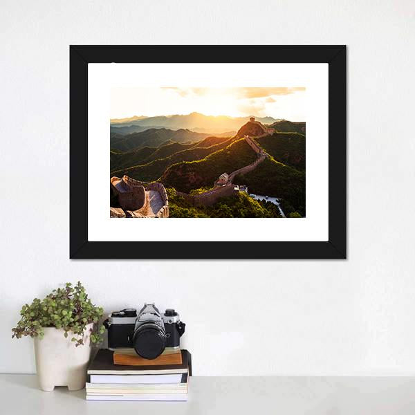 Great Wall Of China Under Sunshine Canvas Wall Art-1 Piece-Framed Print-20" x 16"-Tiaracle