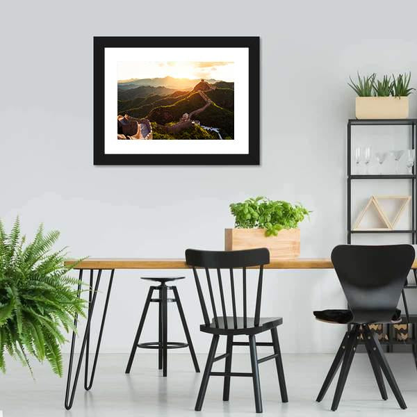 Great Wall Of China Under Sunshine Canvas Wall Art-3 Horizontal-Gallery Wrap-25" x 16"-Tiaracle
