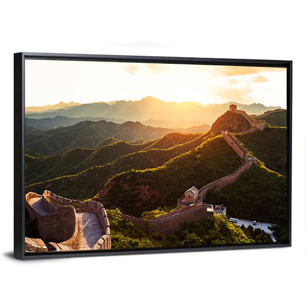Great Wall Of China Under Sunshine Canvas Wall Art-5 Horizontal-Gallery Wrap-22" x 12"-Tiaracle