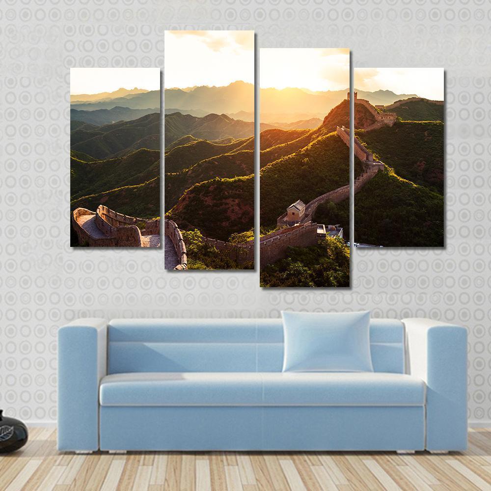 Great Wall Of China Under Sunshine Canvas Wall Art-4 Pop-Gallery Wrap-50" x 32"-Tiaracle