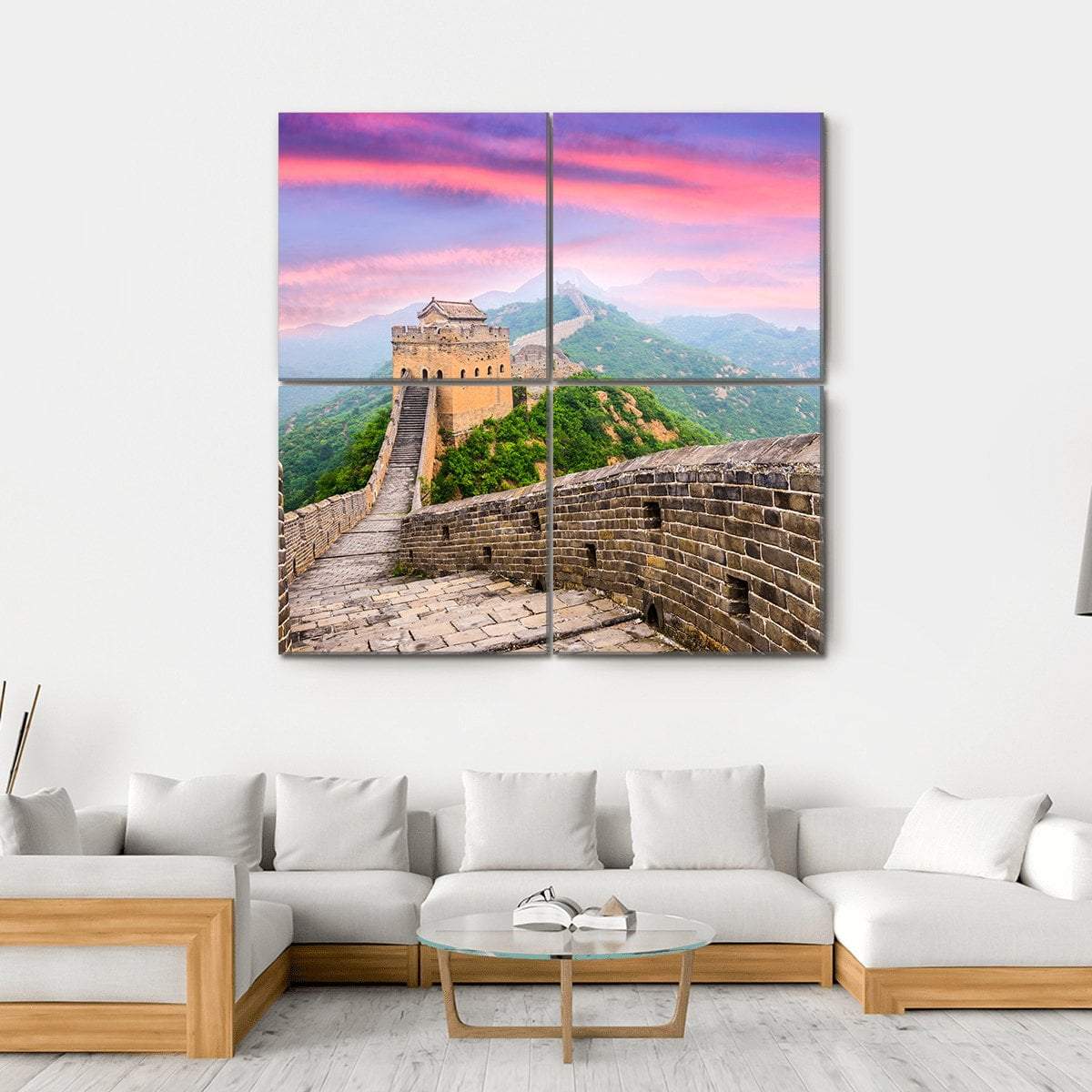 Great Wall Of China Under Clouds Canvas Wall Art-4 Square-Gallery Wrap-17" x 17"-Tiaracle